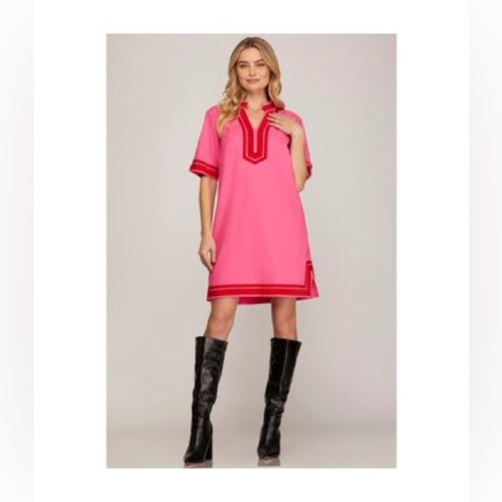 NWT She + Sky Pink‎ 100% Linen Full Sail Dress Size Small - Picture 11 of 14